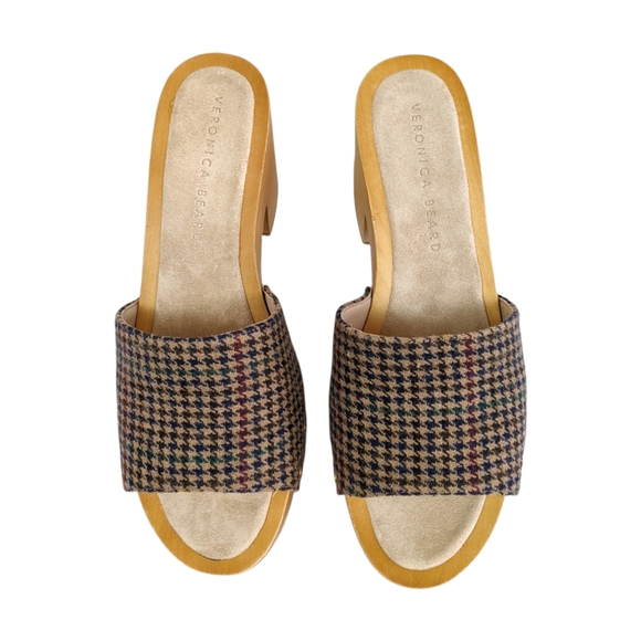 Veronica Beard Hannalee Tan Houndstooth Clog Sandal - Picture 3 of 15